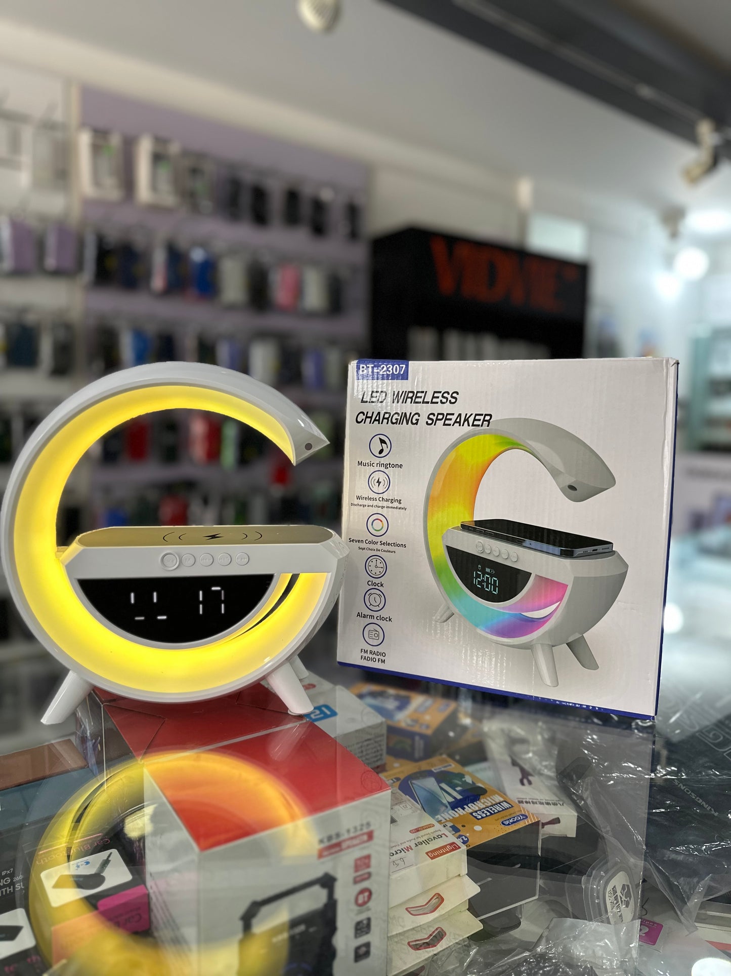 Led wireless charging speaker