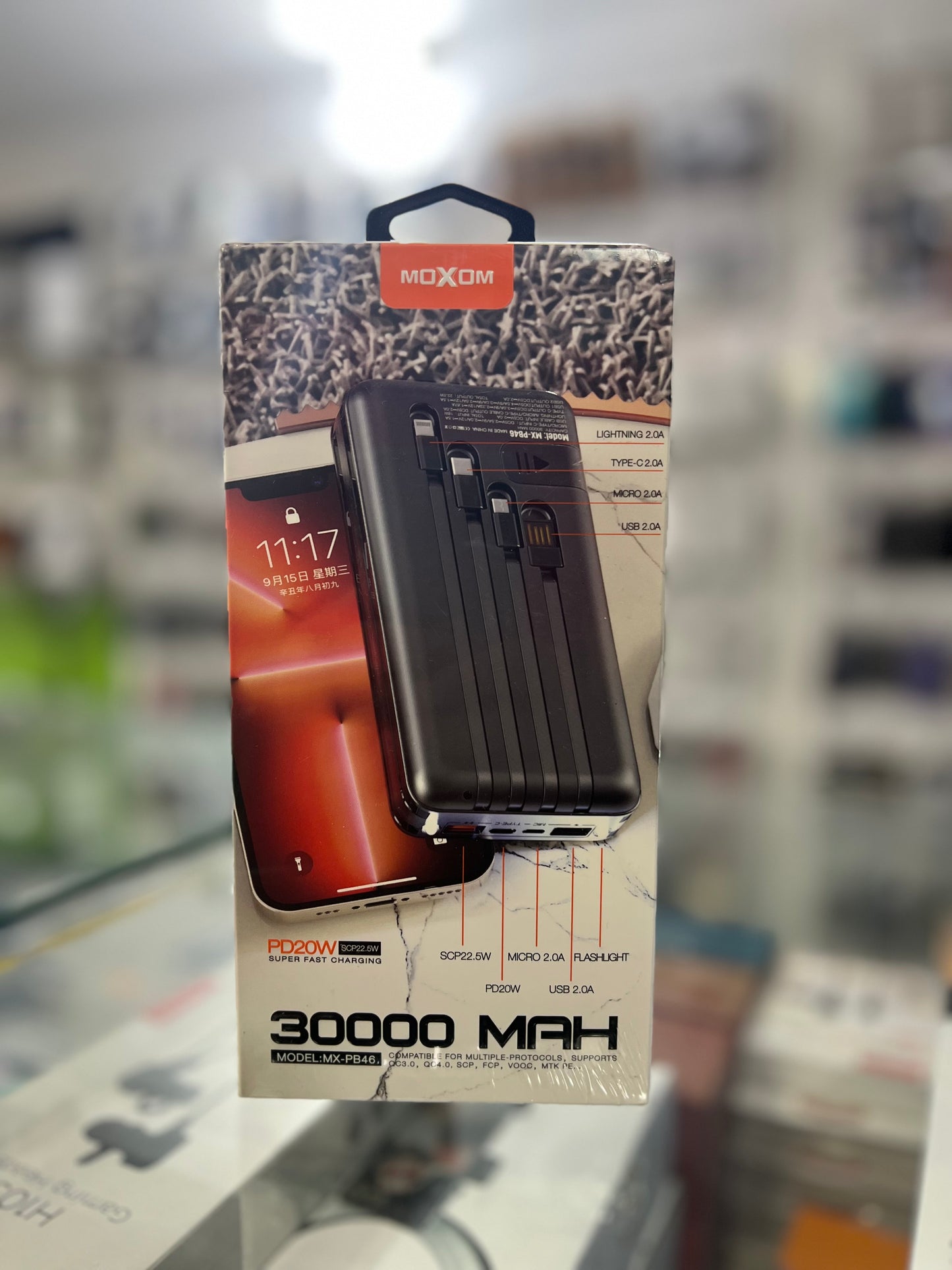 Moxom 30000mAh powerbank pd20w fast charging
