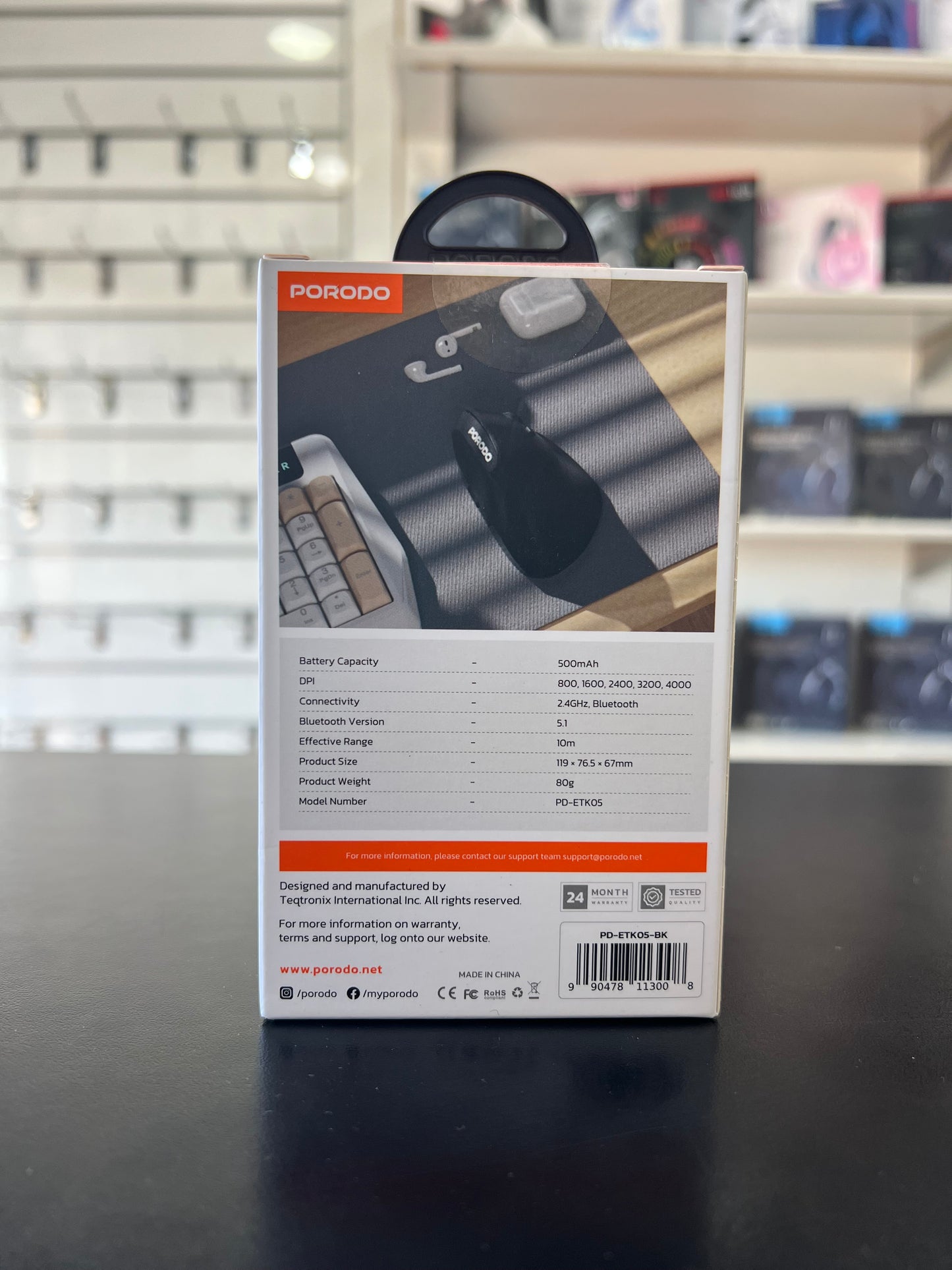 Porodo vertical 4000 dpi wireless mouse